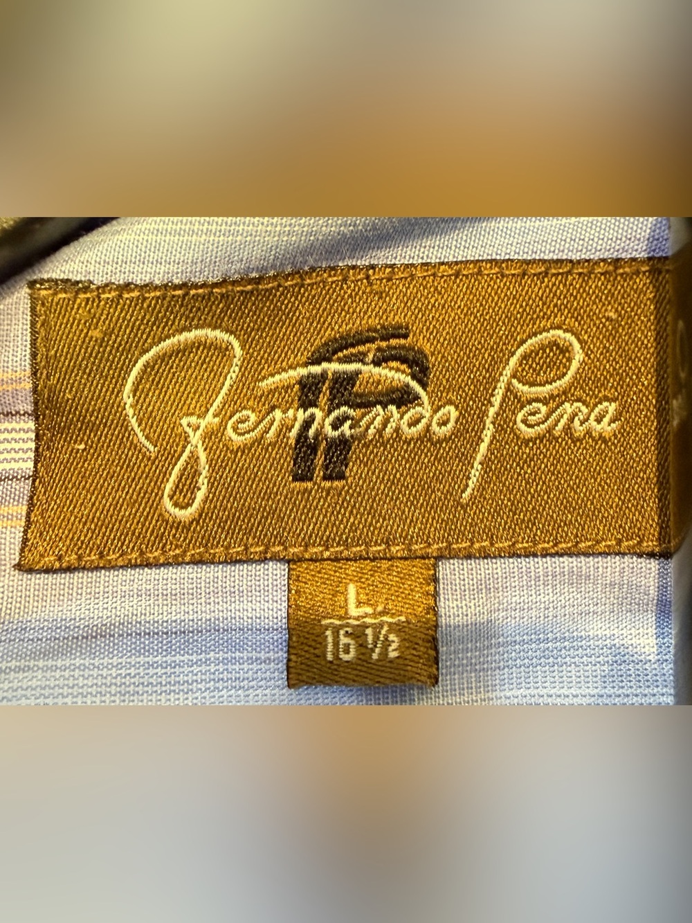 Fernando Pena Men’s Short Sleeve Stripped Pattern Collard Dress Shirt Size Large - Picture 2 of 10